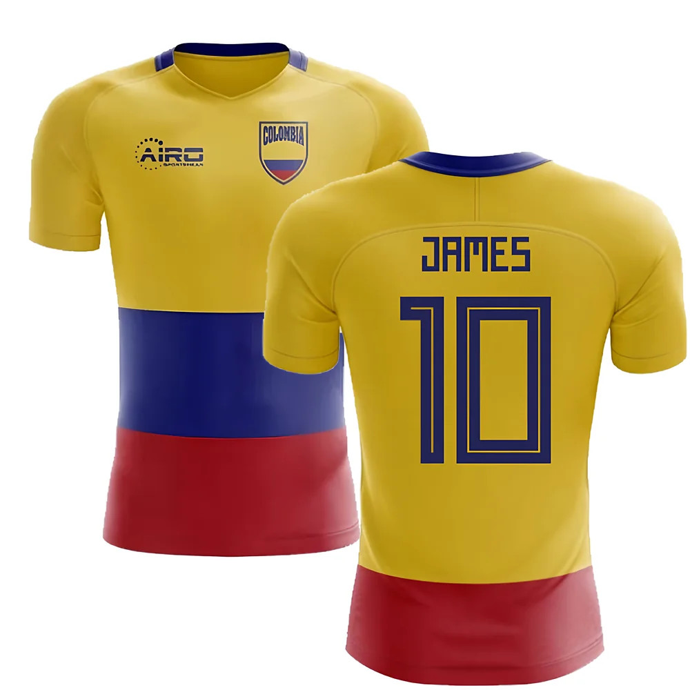 '25-'26 Colombia Flag Concept Football Shirt (James 10) Polyester Made By: Airo Sportswear Men's Yellow 4XL