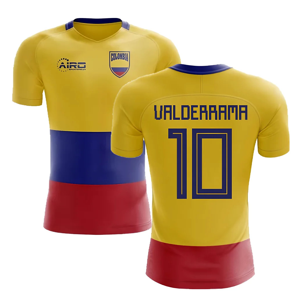 '25-'26 Colombia Flag Concept Football Shirt (Valderrama 10) Polyester Made By: Airo Sportswear Men's Yellow 4XL