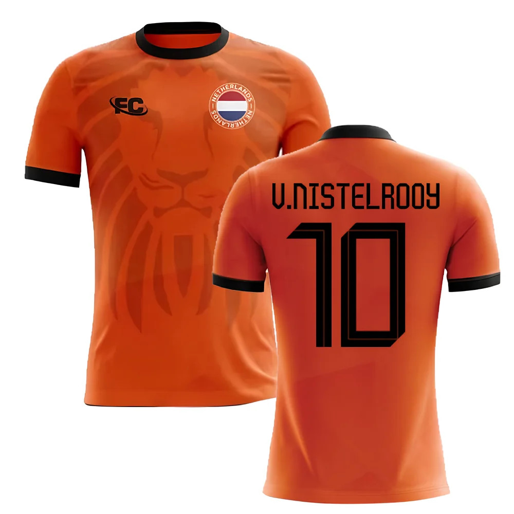 '18-'19 Holland Fans Culture Home Concept Shirt (V.nistelrooy 10) Polyester Ruud Van Nistelrooy Men's Orange Xxl