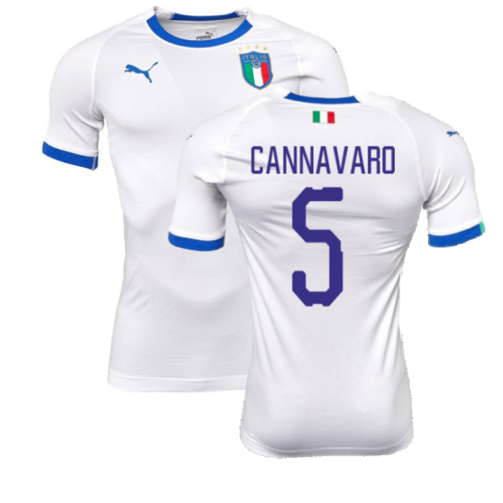 '18-'19 Italy Away Evokit Away Shirt (Cannavaro 5) Polyester Made By: Puma Men's White Xxl