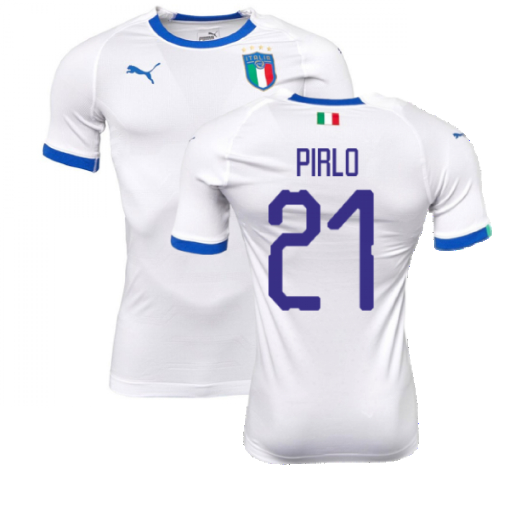 Puma Men's White '18-'19 Italy Away Evokit Away Shirt (Pirlo 21) Xxl Polyester Made By: