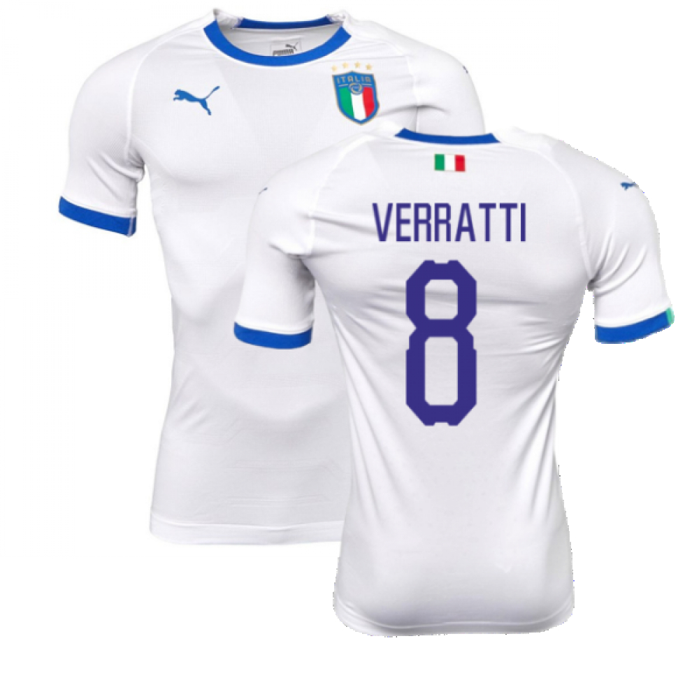 '18-'19 Italy Away Evokit Away Shirt (Verratti 8) Polyester Made By: Puma Men's White Xxl