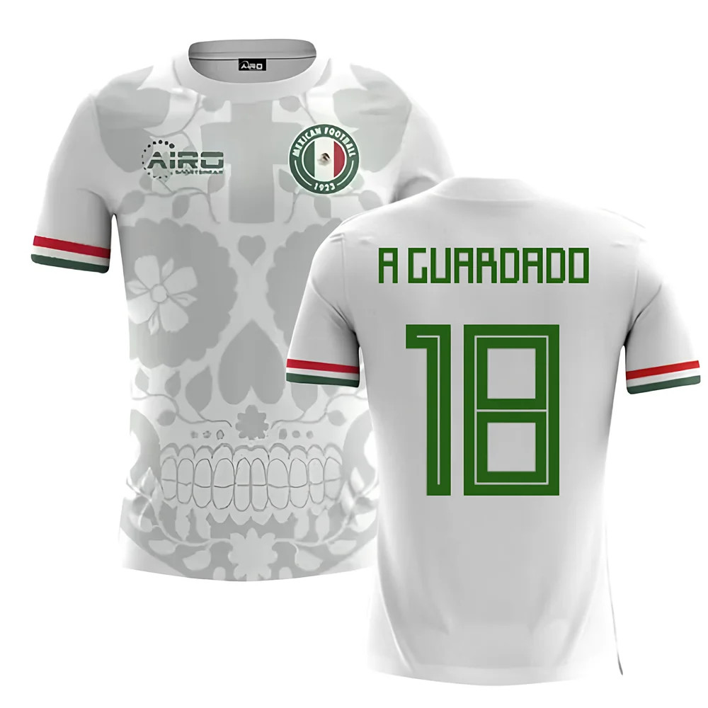 '25-'26 Mexico Away Concept Football Shirt (A.guardado 18) Polyester Made By: Airo Sportswear Men's White 4XL