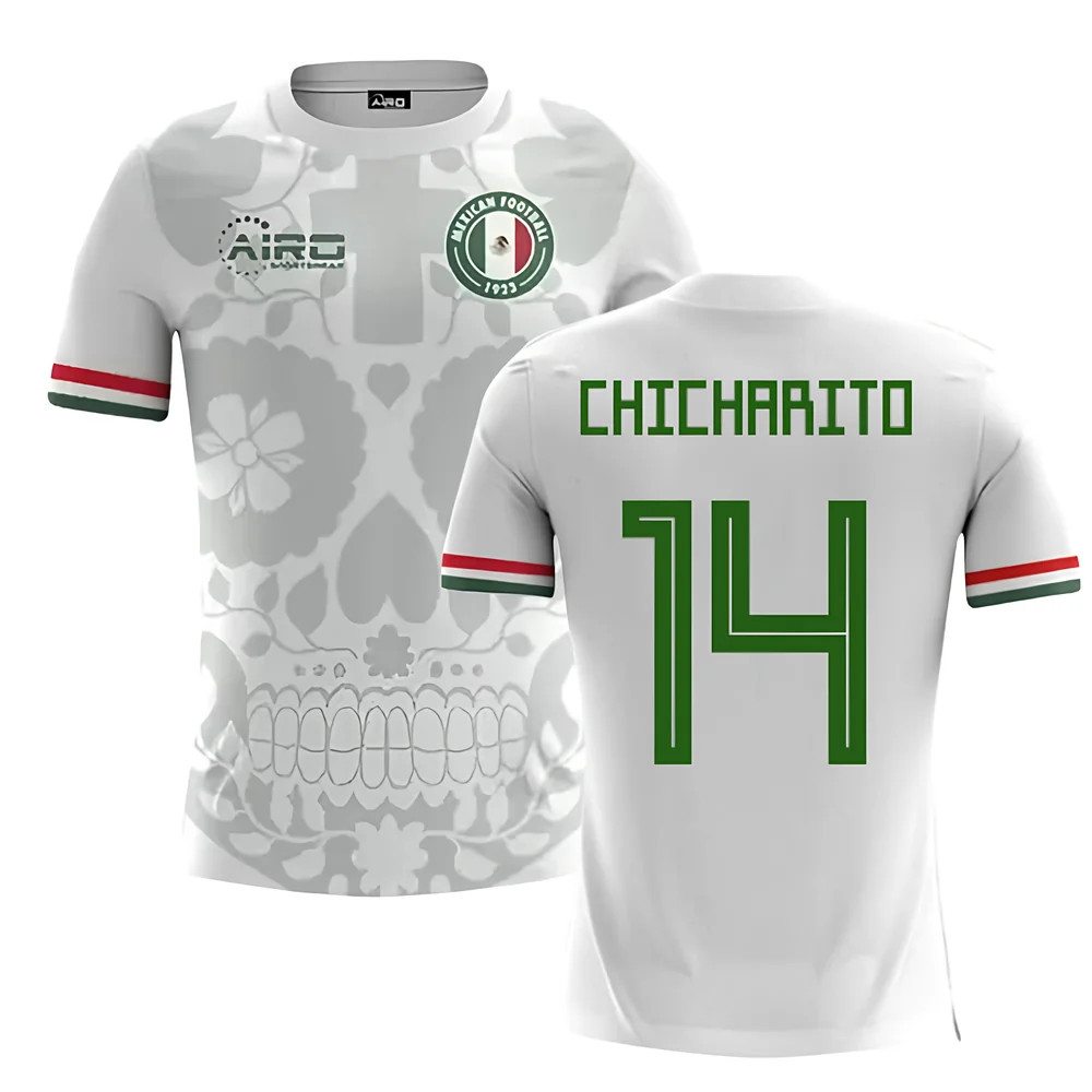 '25-'26 Mexico Away Concept Football Shirt (Chicharito 14) Polyester Javier Hernandez Made By: Airo Sportswear Men's White Medium