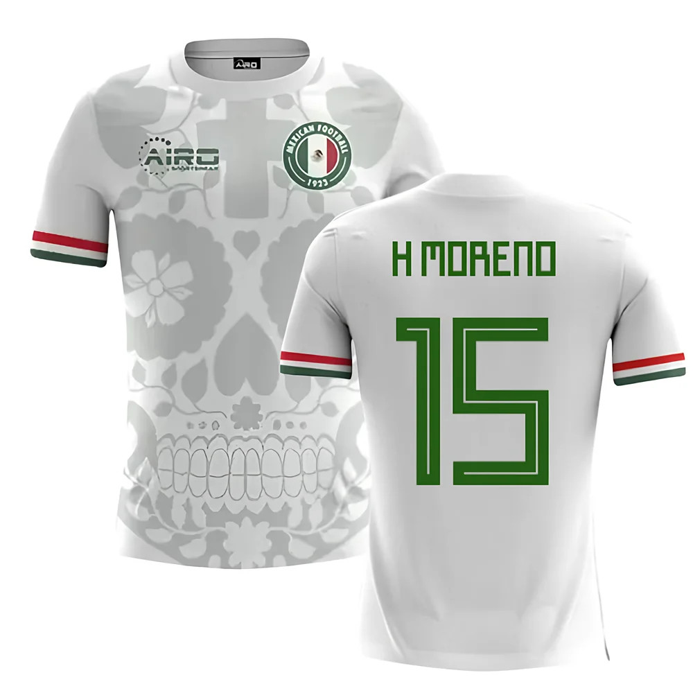 '25-'26 Mexico Away Concept Football Shirt (H.moreno 15) Polyester Made By: Airo Sportswear Men's White 4XL