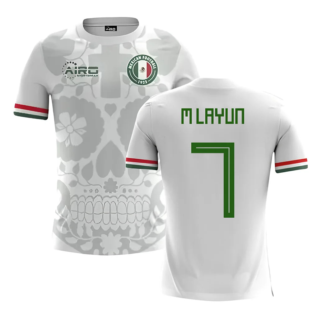 '25-'26 Mexico Away Concept Football Shirt (M.layun 7) Polyester Made By: Airo Sportswear Men's White 4XL