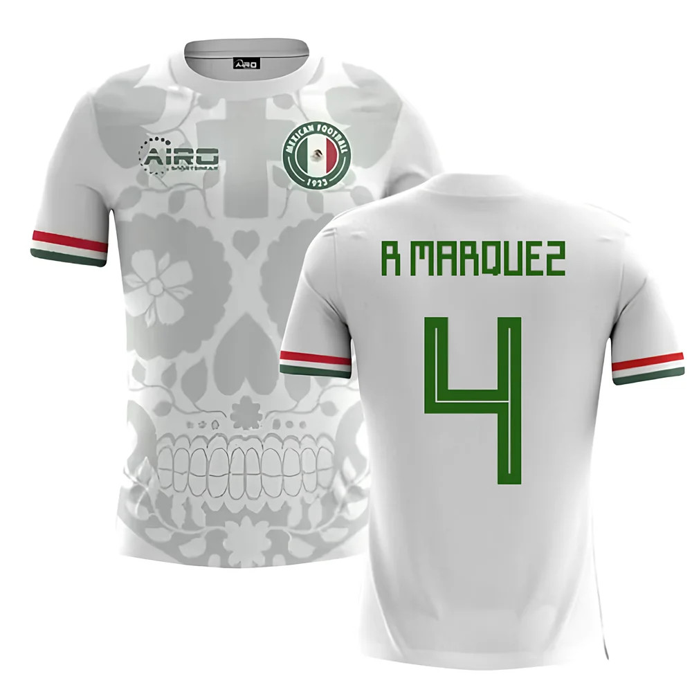'25-'26 Mexico Away Concept Football Shirt (R.marquez 4) Polyester Made By: Airo Sportswear Men's White 4XL