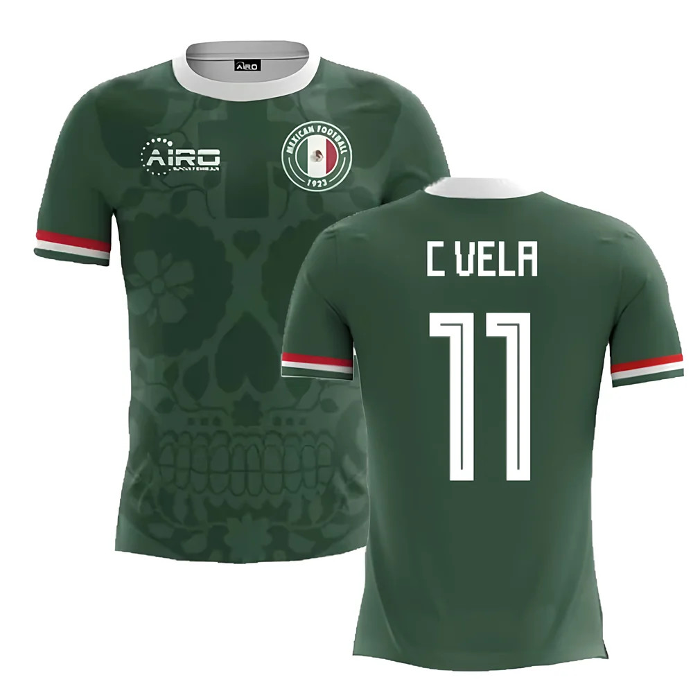 '25-'26 Mexico Home Concept Football Shirt (C.vela 11) Polyester Made By: Airo Sportswear Men's Green 5XL