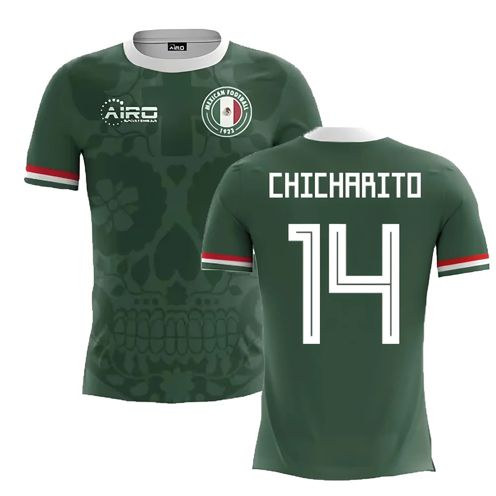 '25-'26 Mexico Home Concept Football Shirt (Chicharito 14) Polyester Javier Hernandez Made By: Airo Sportswear Men's Green Medium