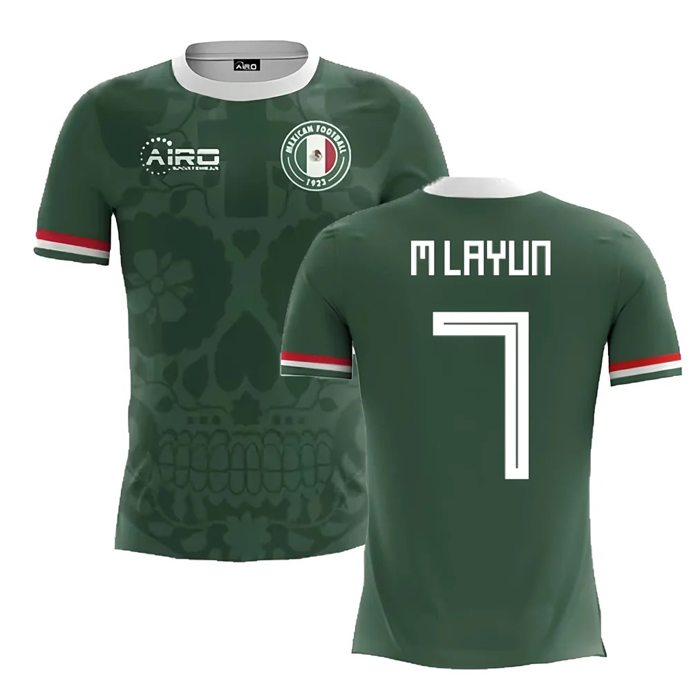 '25-'26 Mexico Home Concept Football Shirt (M.layun 7) Polyester Made By: Airo Sportswear Men's Green 4XL