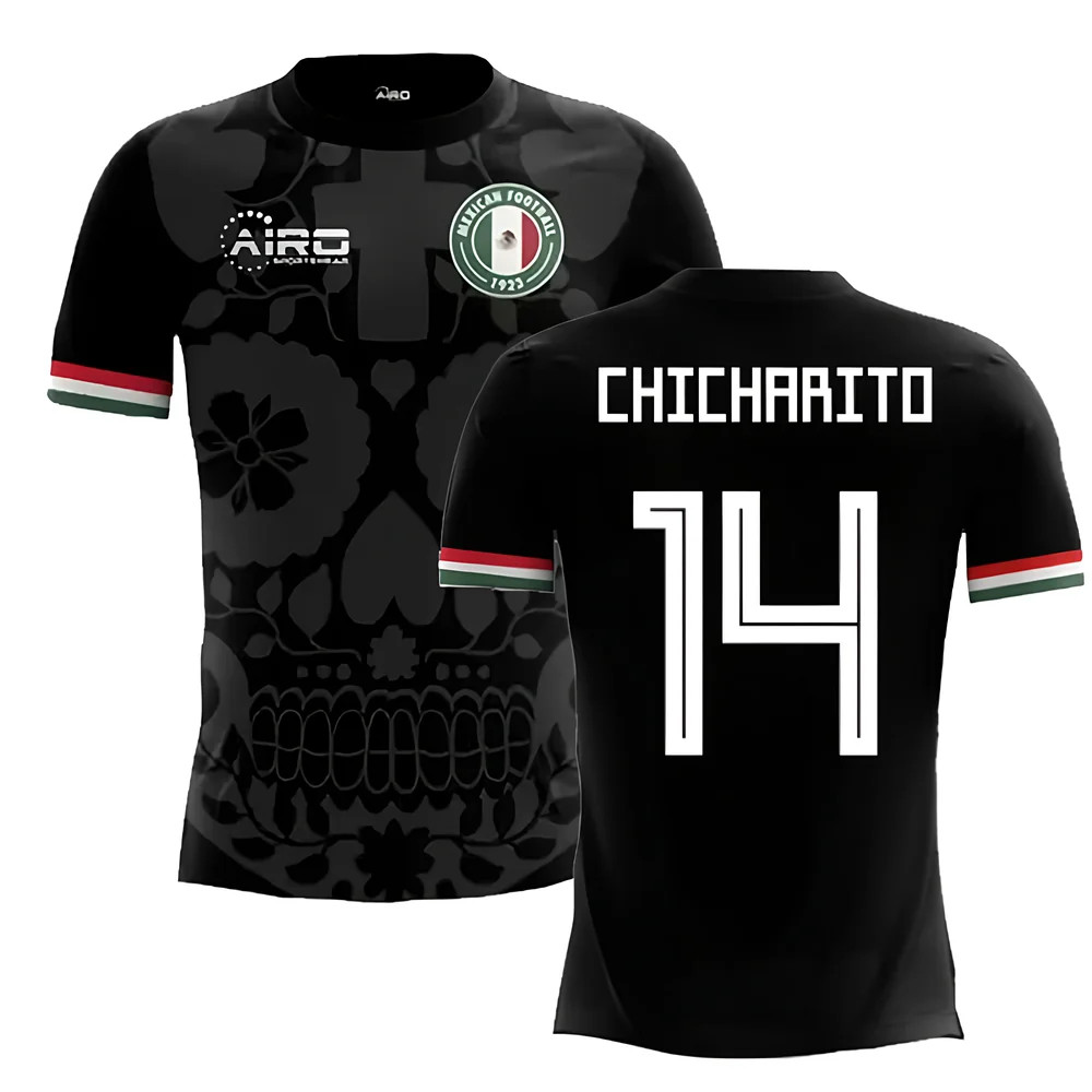 '25-'26 Mexico Third Concept Football Shirt (Chicharito 14) Polyester Javier Hernandez Made By: Airo Sportswear Men's Black Medium