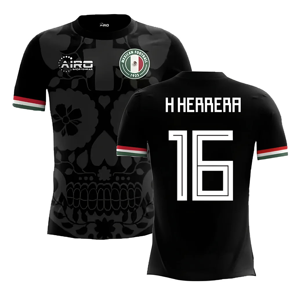 '25-'26 Mexico Third Concept Football Shirt (H.herrera 16) Polyester Made By: Airo Sportswear Men's Black 4XL