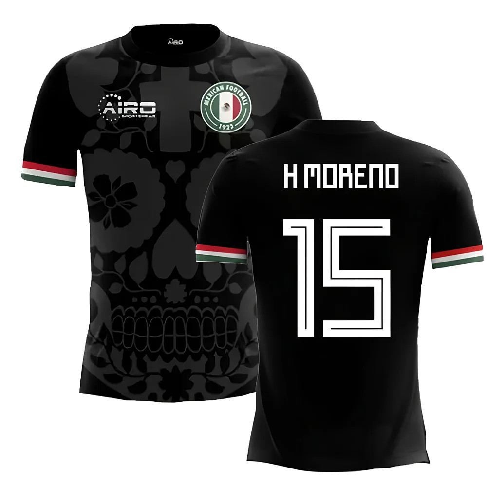 '25-'26 Mexico Third Concept Football Shirt (H.moreno 15) Polyester Made By: Airo Sportswear Men's Black 4XL