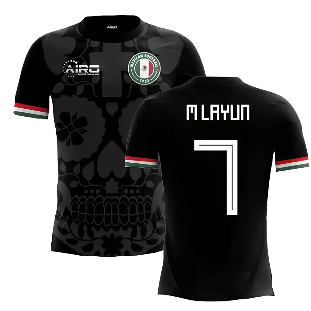 '25-'26 Mexico Third Concept Football Shirt (M.layun 7) Polyester Made By: Airo Sportswear Men's Black 4XL