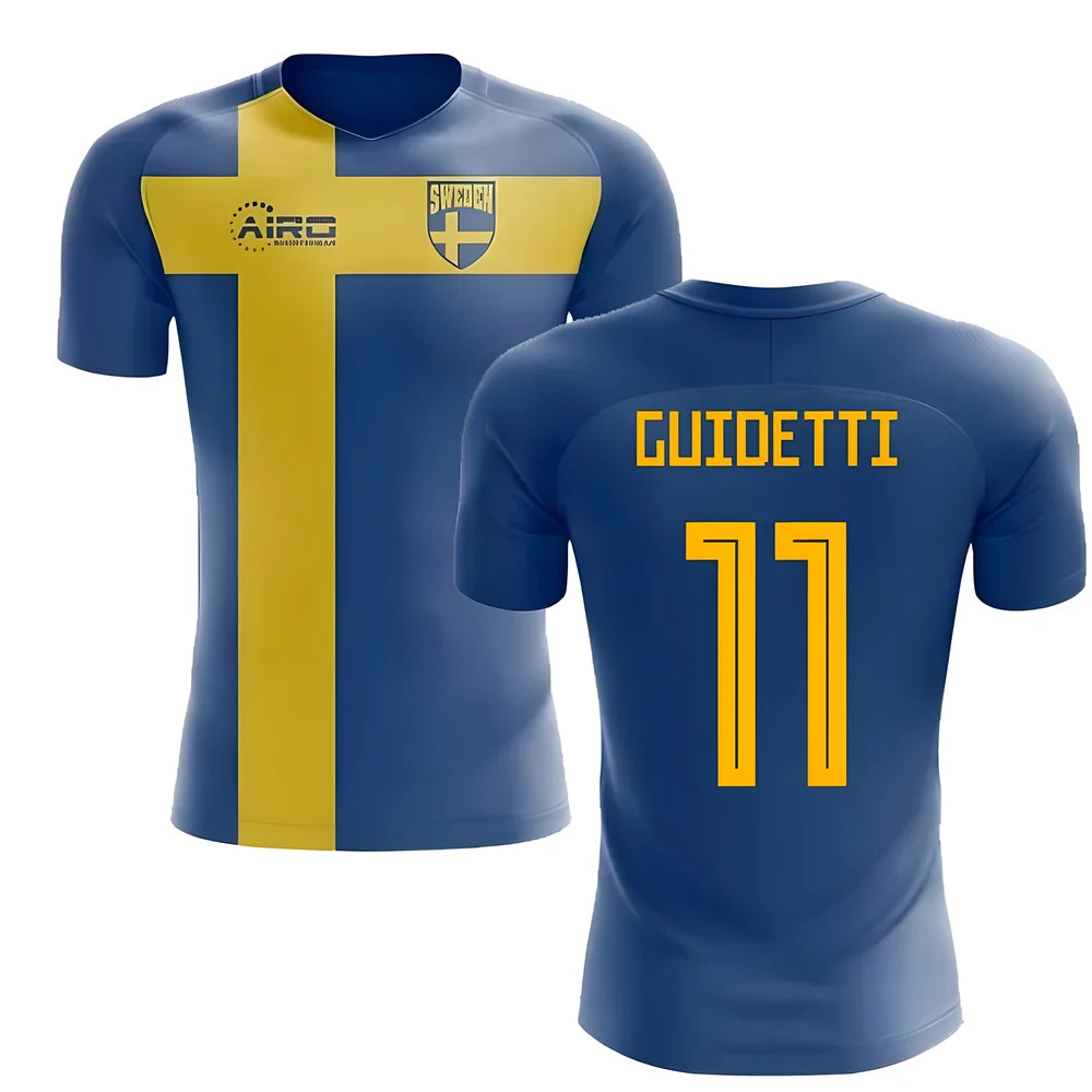 '25-'26 Sweden Flag Concept Football Shirt (Guidetti 11) Polyester Made By: Airo Sportswear Men's Blue 4XL