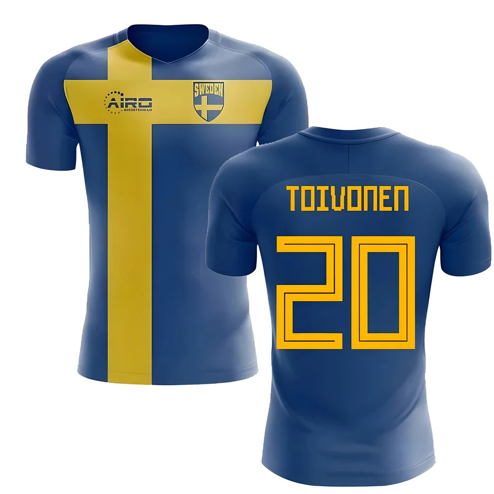 '25-'26 Sweden Flag Concept Football Shirt (Toivonen 20) Polyester Made By: Airo Sportswear Men's Blue 4XL
