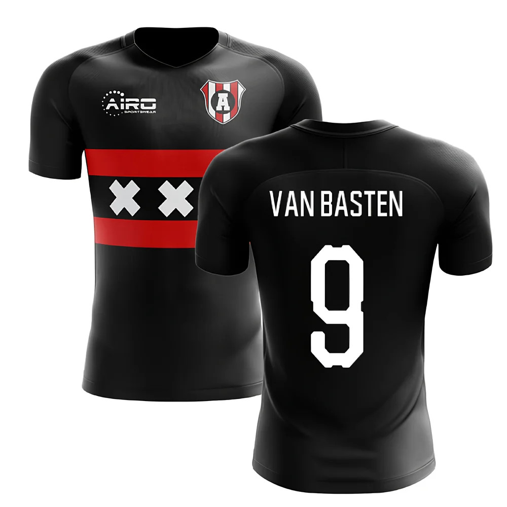 '25-'26 Ajax Away Concept Football Shirt (Van Basten 9) Polyester Marco Van Basten Made By: Airo Sportswear Men's Black Xxl