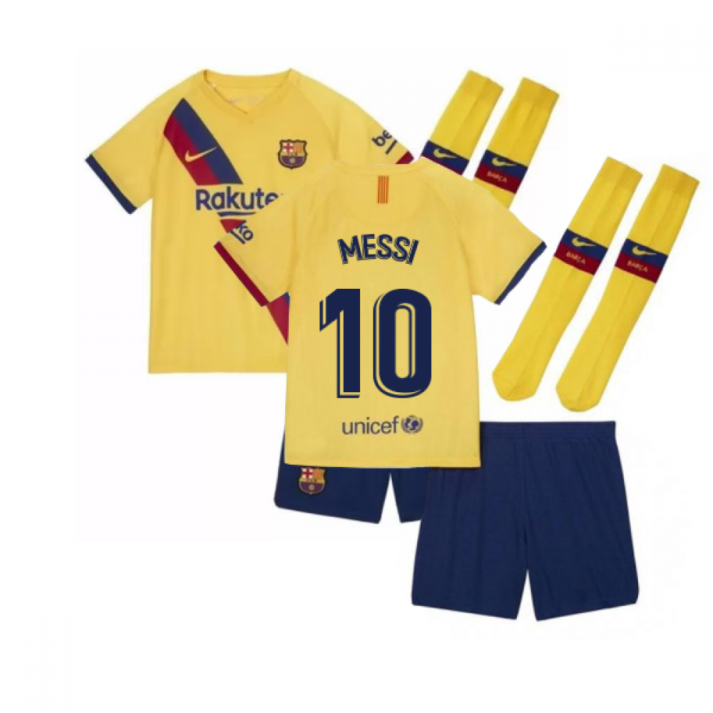 2019-2020 Barcelona Away Nike Little Boys Mini Kit (Messi 10)