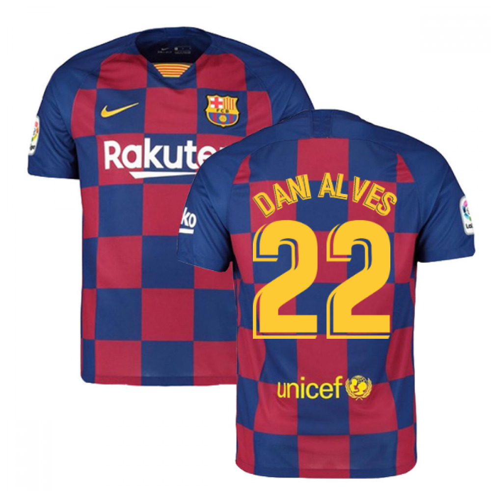 2019-2020 barcelona home nike football shirt (dani alves 22)