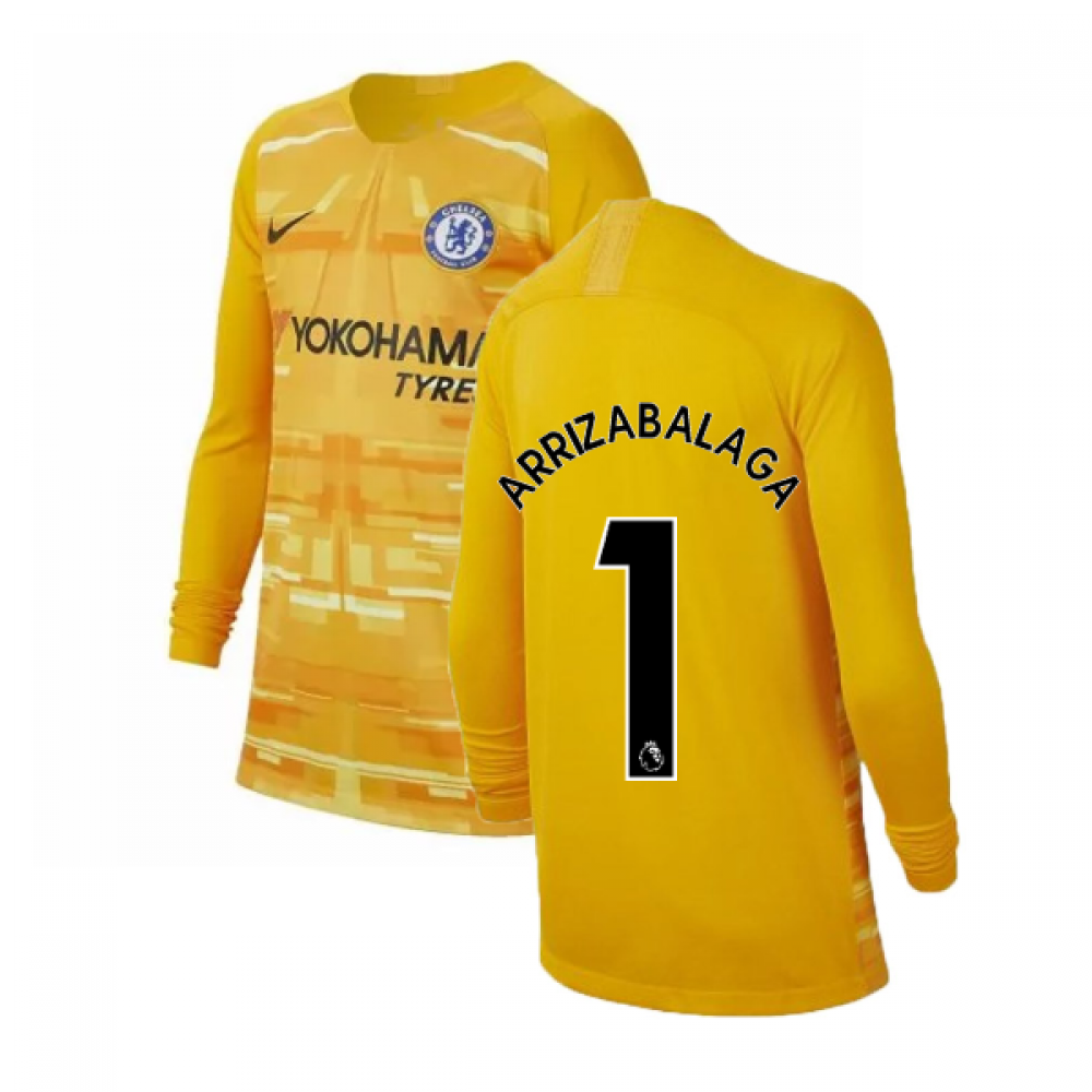 Click to view product details and reviews for 2019 2020 Chelsea Home Nike Goalkeeper Shirt Gold Kids Arrizabalaga 1.
