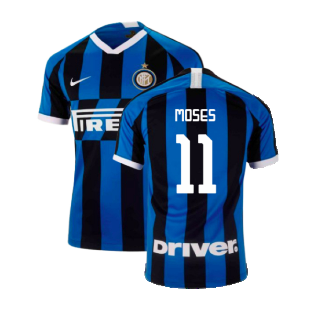 '19-'20 Inter Milan Home Shirt (Moses 11) Polyester Made By: Nike Men's Blue Small