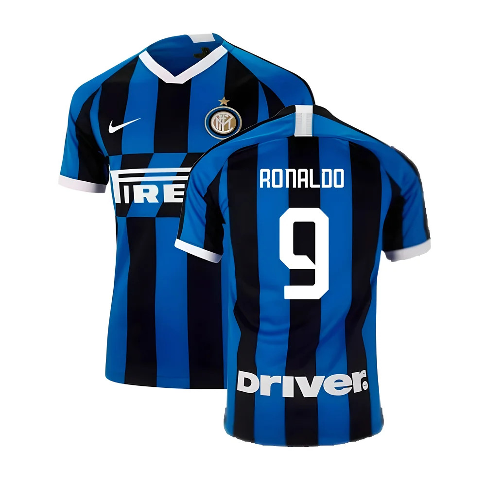 '19-'20 Inter Milan Home Shirt (Ronaldo 9) Polyester Made By: Nike Men's Blue Small