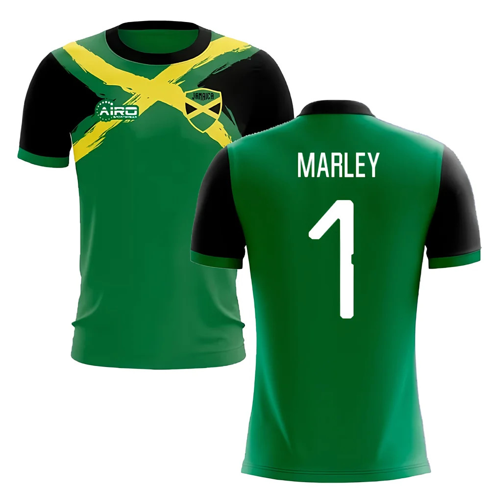 '25-'26 Jamaica Flag Concept Football Shirt (Marley 1) Polyester Made By: Airo Sportswear Men's Green 4XL