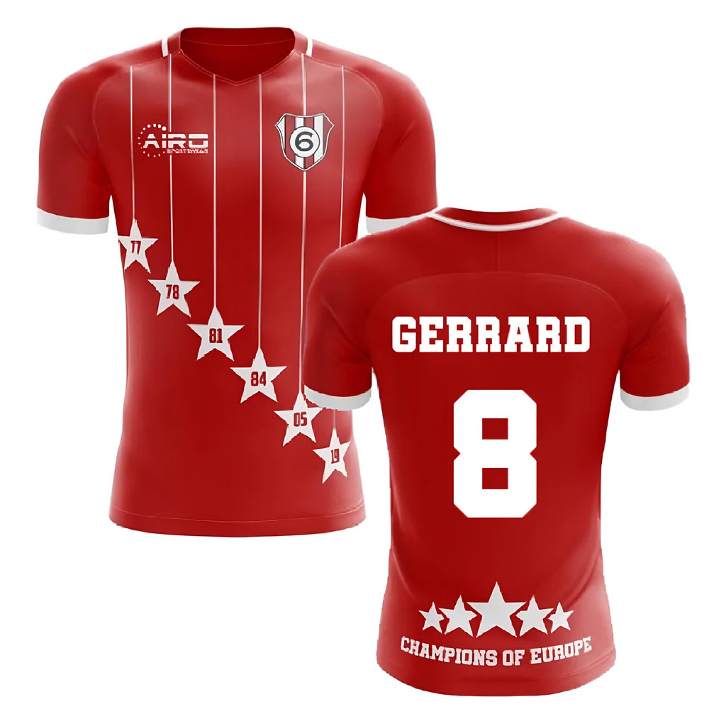 '25-'26 Liverpool 6 Time Champions Concept Football Shirt (Gerrard 8) Polyester Made By: Airo Sportswear Men's Red 5XL