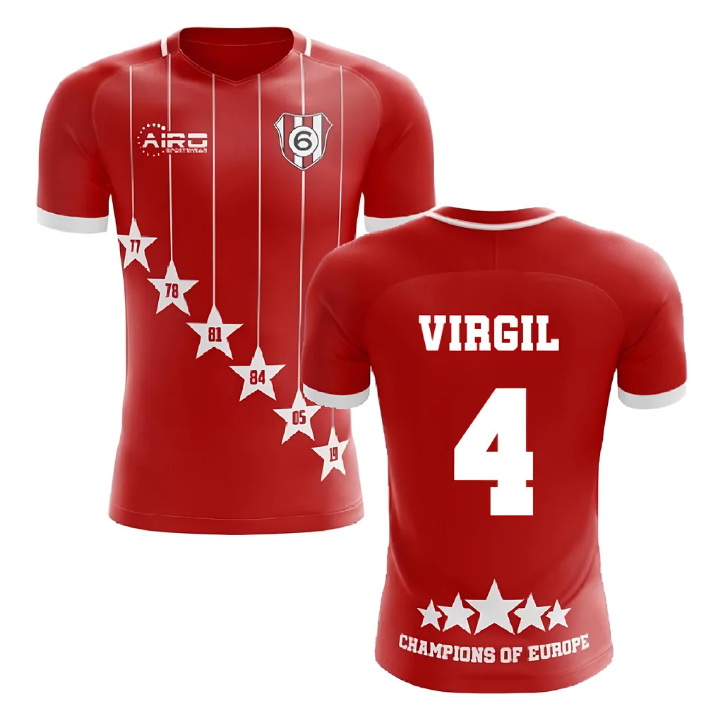 '25-'26 Liverpool 6 Time Champions Concept Football Shirt (Virgil 4) Polyester Made By: Airo Sportswear Men's Red 4XL