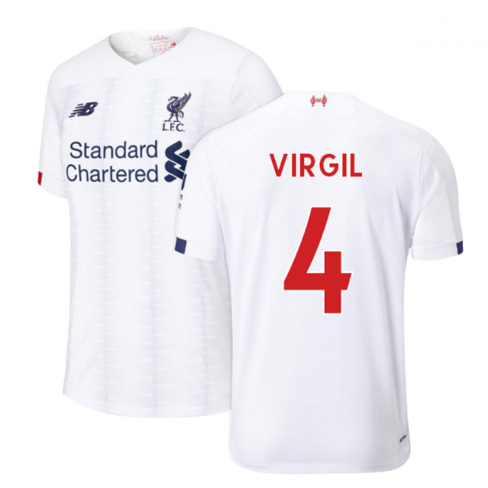 '19-'20 Liverpool Away Football Shirt (Virgil 4) Polyester Made By: New Balance Men's White Extra Large