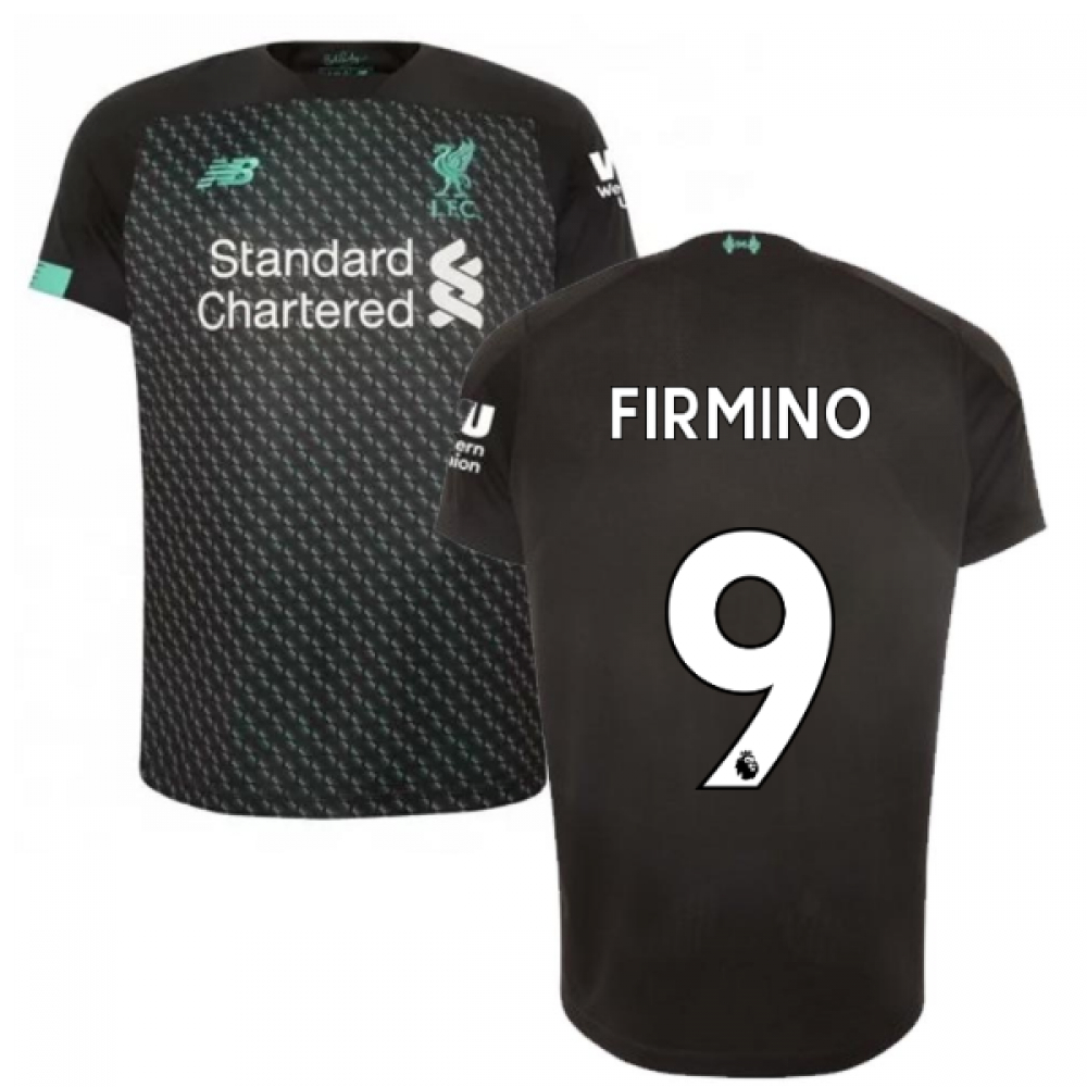 '19-'20 Liverpool Third Football Shirt (Kids) (Firmino 9) Polyester Roberto Firmino Made By: New Balance Unisex Kids Black Small