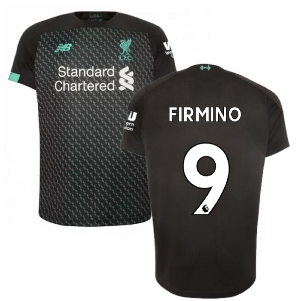 '19-'20 Liverpool Third Football Shirt (Kids) (Firmino 9) Polyester Made By: New Balance Unisex Kids Black Small