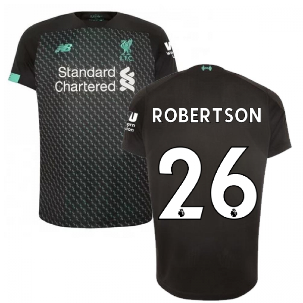 '19-'20 Liverpool Third Football Shirt (Kids) (Robertson 26) Polyester Made By: New Balance Unisex Kids Black Small