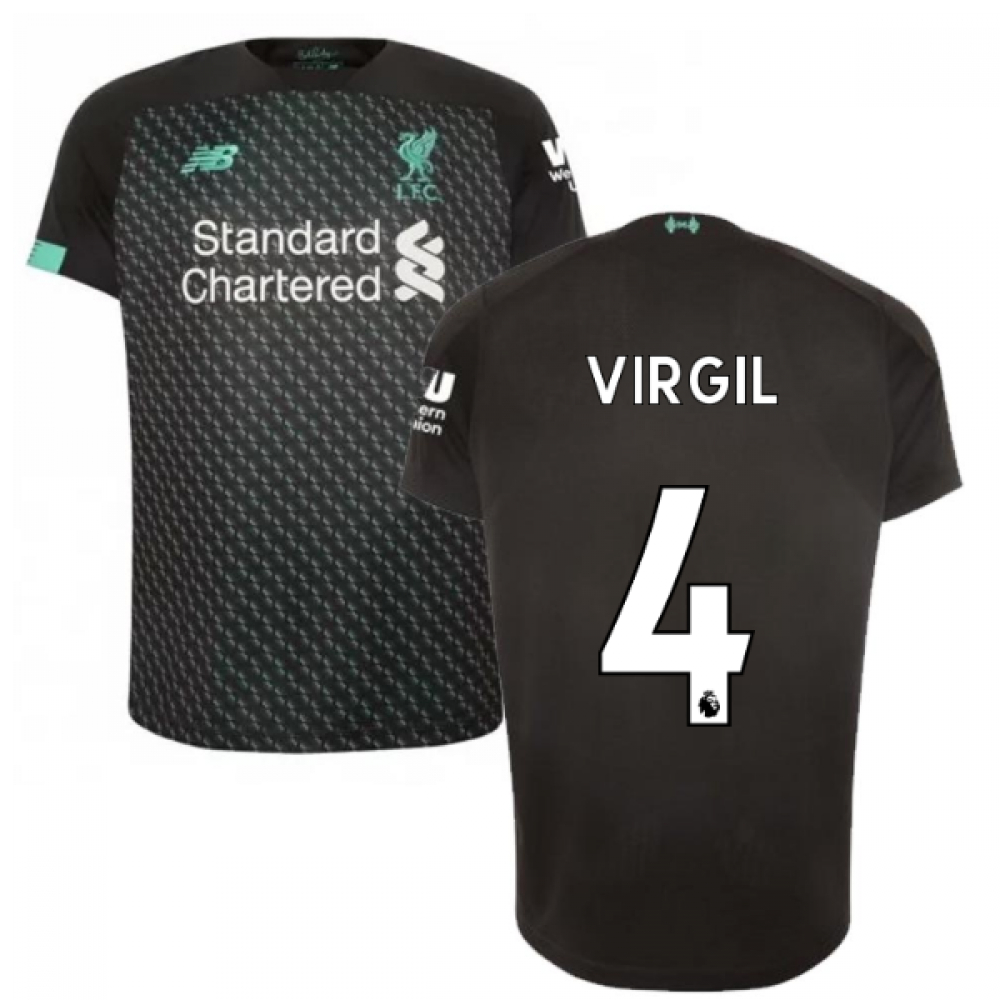 '19-'20 Liverpool Third Football Shirt (Kids) (Virgil 4) Polyester Made By: New Balance Unisex Kids Black Small