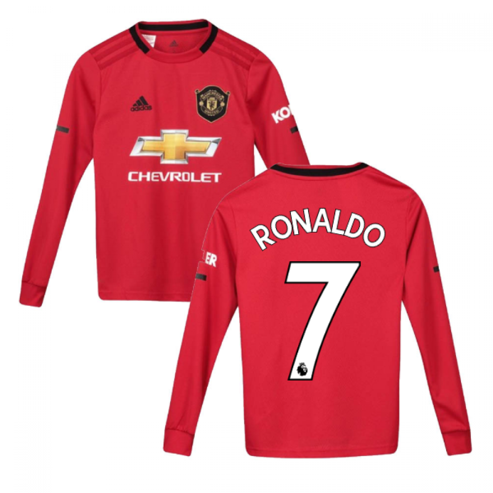 2019-2020 Man Utd Adidas Home Long Sleeve Shirt (Kids) (RONALDO 7)