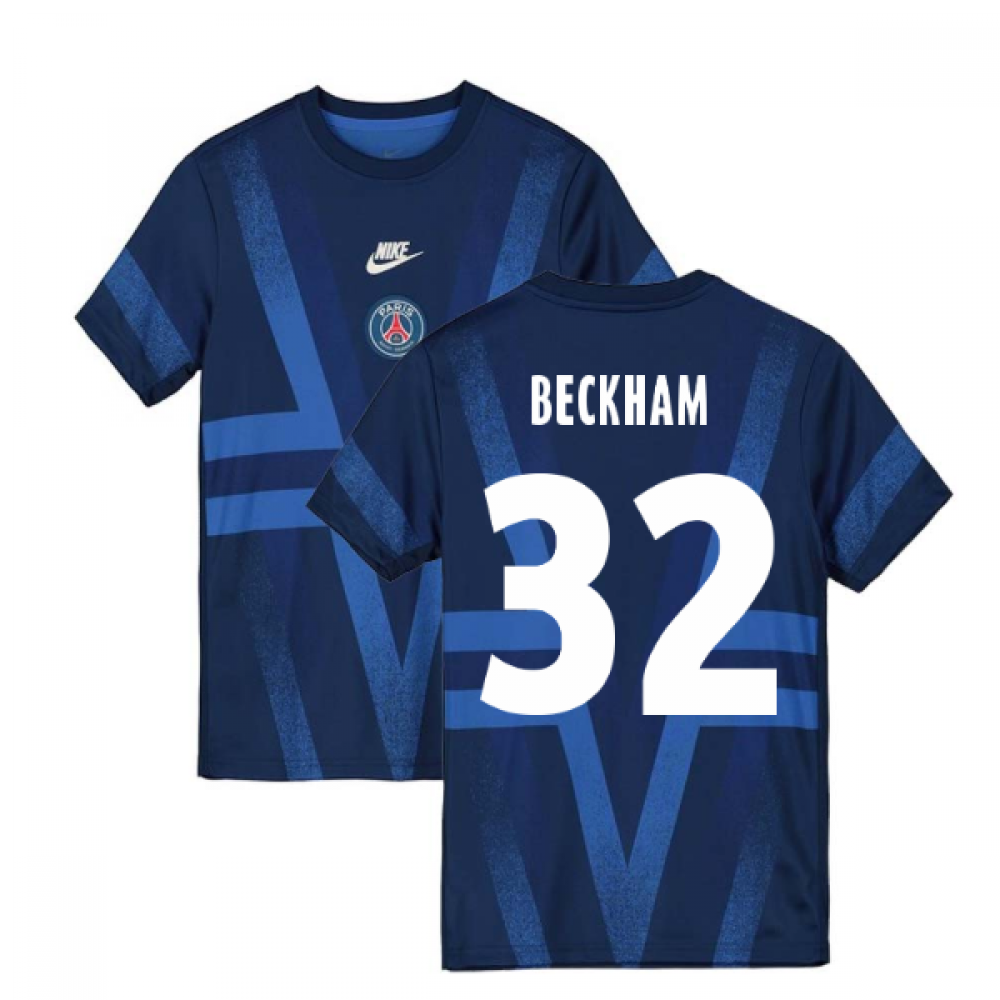 Click to view product details and reviews for 2019 2020 Psg Nike Pre Match Training Shirt Blue Beckham 32.