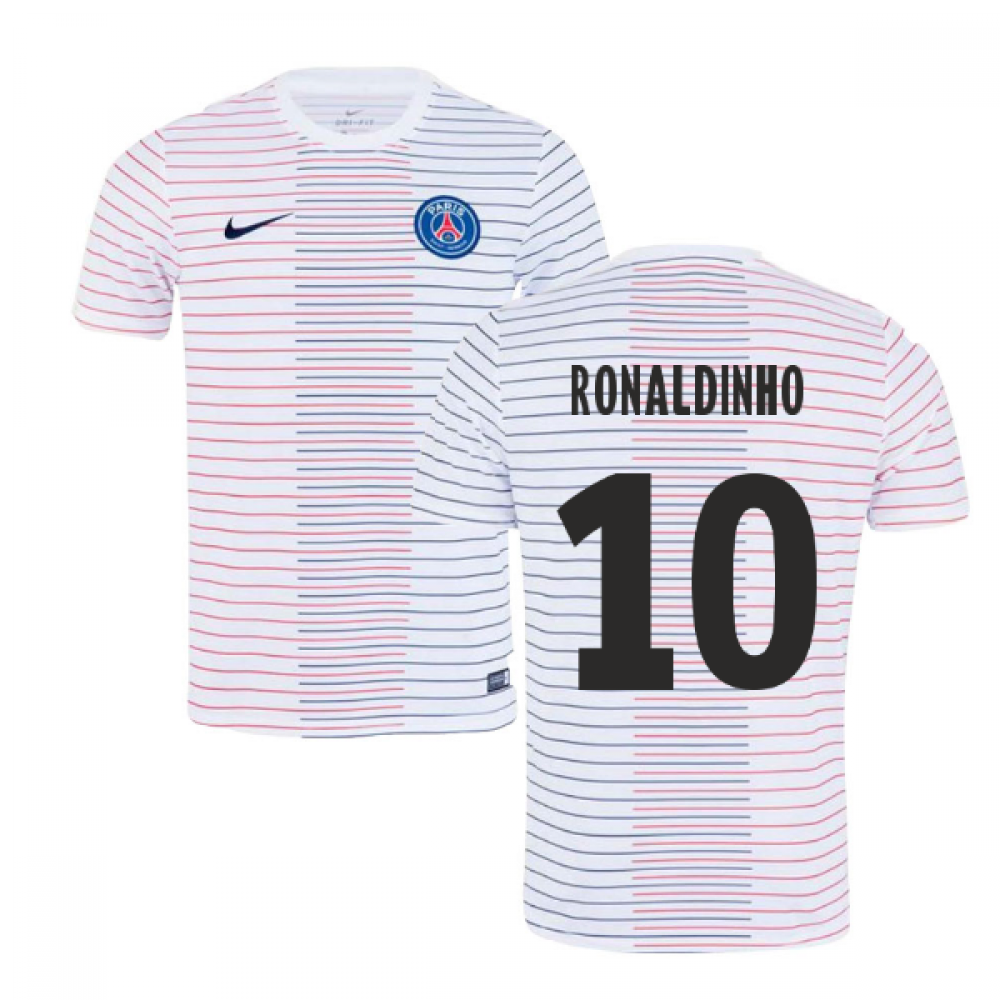 2019-2020 PSG Nike Pre-Match Training Shirt (White) - Kids (RONALDINHO 10)