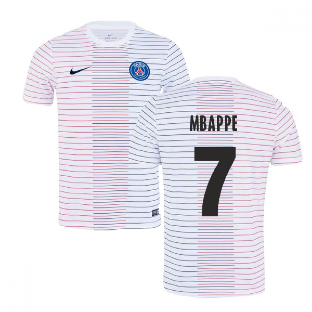 2019-2020 PSG Nike Pre-Match Training Shirt (White) (MBAPPE 7)