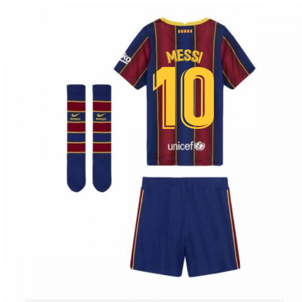 2020-2021 Barcelona Home Nike Little Boys Mini Kit (Messi 10)
