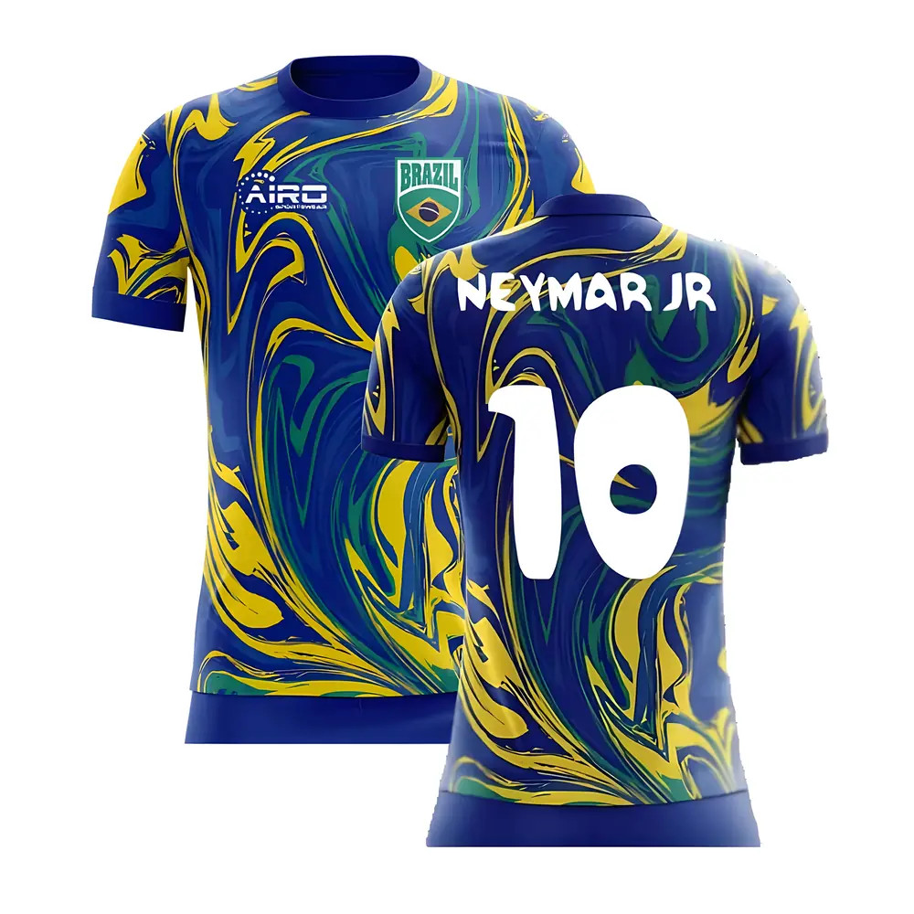 '25-'26 Brazil Away Concept Shirt (Neymar Jr 10) Polyester Made By: Airo Sportswear Men's Blue 4XL