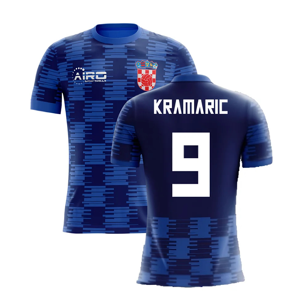 '25-'26 Croatia Away Concept Shirt (Kramaric 9) Polyester Made By: Airo Sportswear Men's Blue 5XL