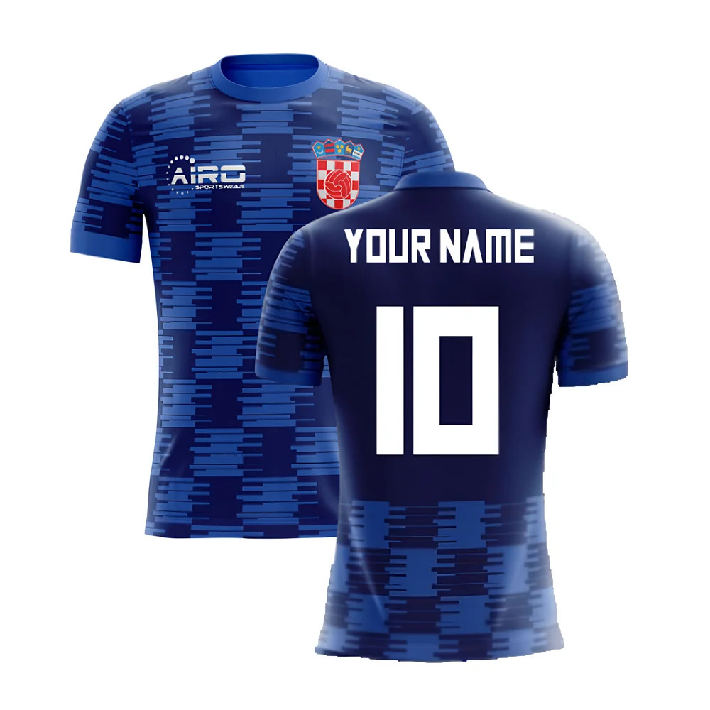 '25-'26 Croatia Away Concept Shirt (Your Name) Polyester Made By: Airo Sportswear Men's Blue 5XL