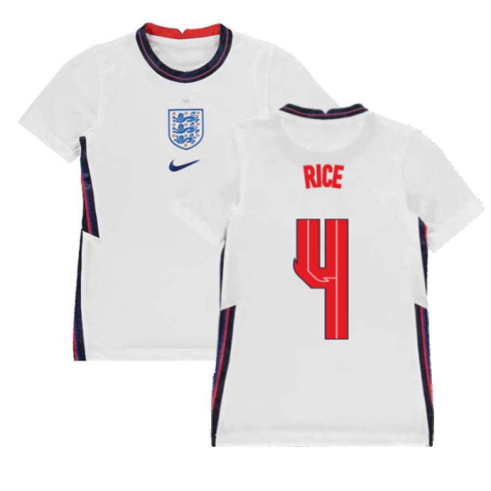 '20-'21 England Home Nike Football Shirt (Kids) (Rice 4) Polyester Unisex Kids White Medium
