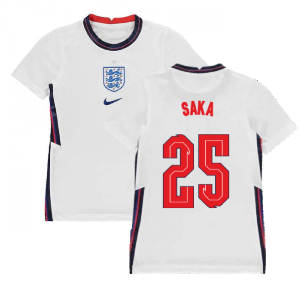 '20-'21 England Home Nike Football Shirt (Kids) (Saka 25) Polyester Unisex Kids White Medium