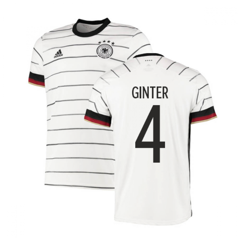 '20-'21 Germany Home Adidas Football Shirt (Ginter 4) Polyester Matthias Ginter Men's White Small