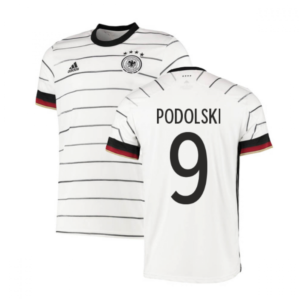 '20-'21 Germany Home Adidas Football Shirt (Podolski 9) Polyester Lukas Podolski Men's White Small