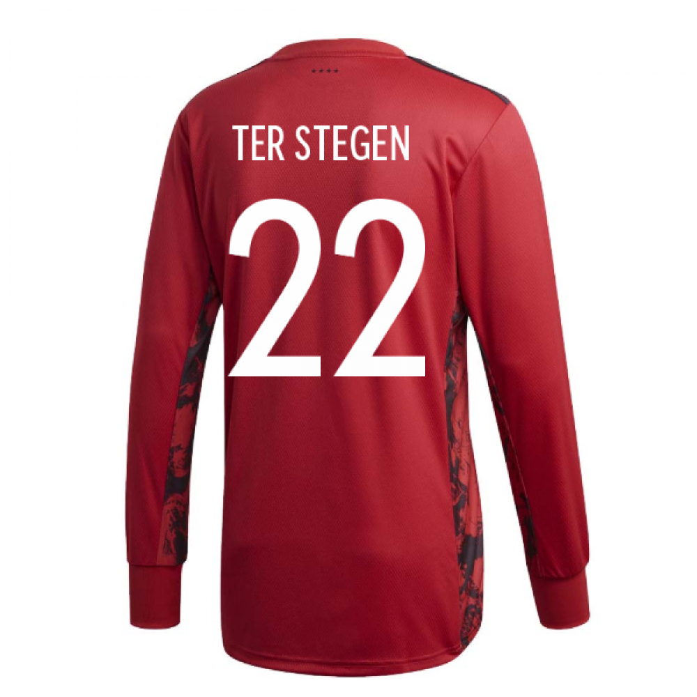 '20-'21 Germany Home Adidas Goalkeeper Shirt (Ter Stegen 22) Polyester Men's Red Medium
