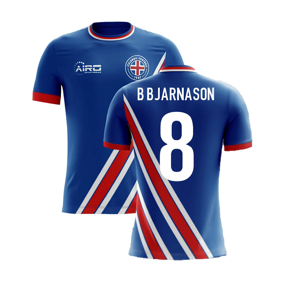 '25-'26 Iceland Airo Concept Home Shirt (B Bjarnason 8) Polyester Made By: Airo Sportswear Men's Blue 5XL