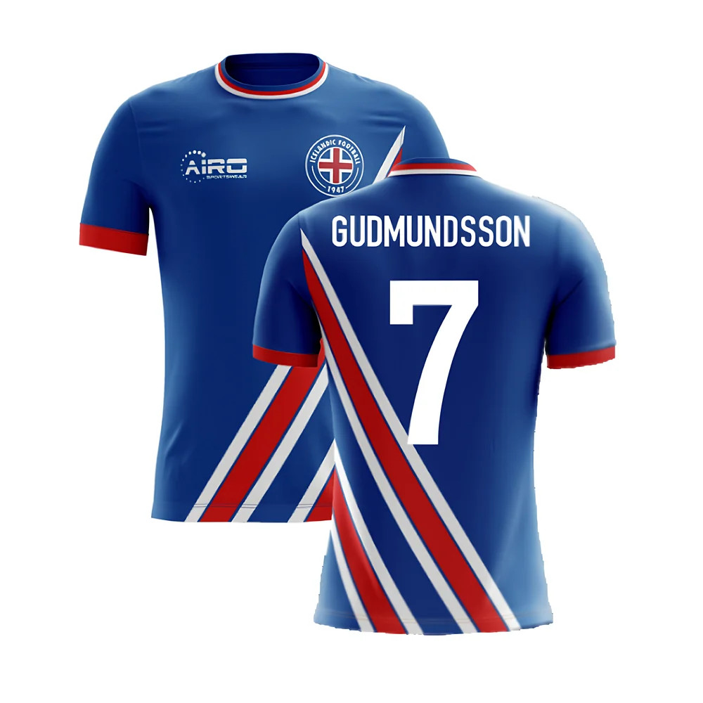 '25-'26 Iceland Airo Concept Home Shirt (Gudmundsson 7) Polyester Made By: Airo Sportswear Men's Blue 4XL