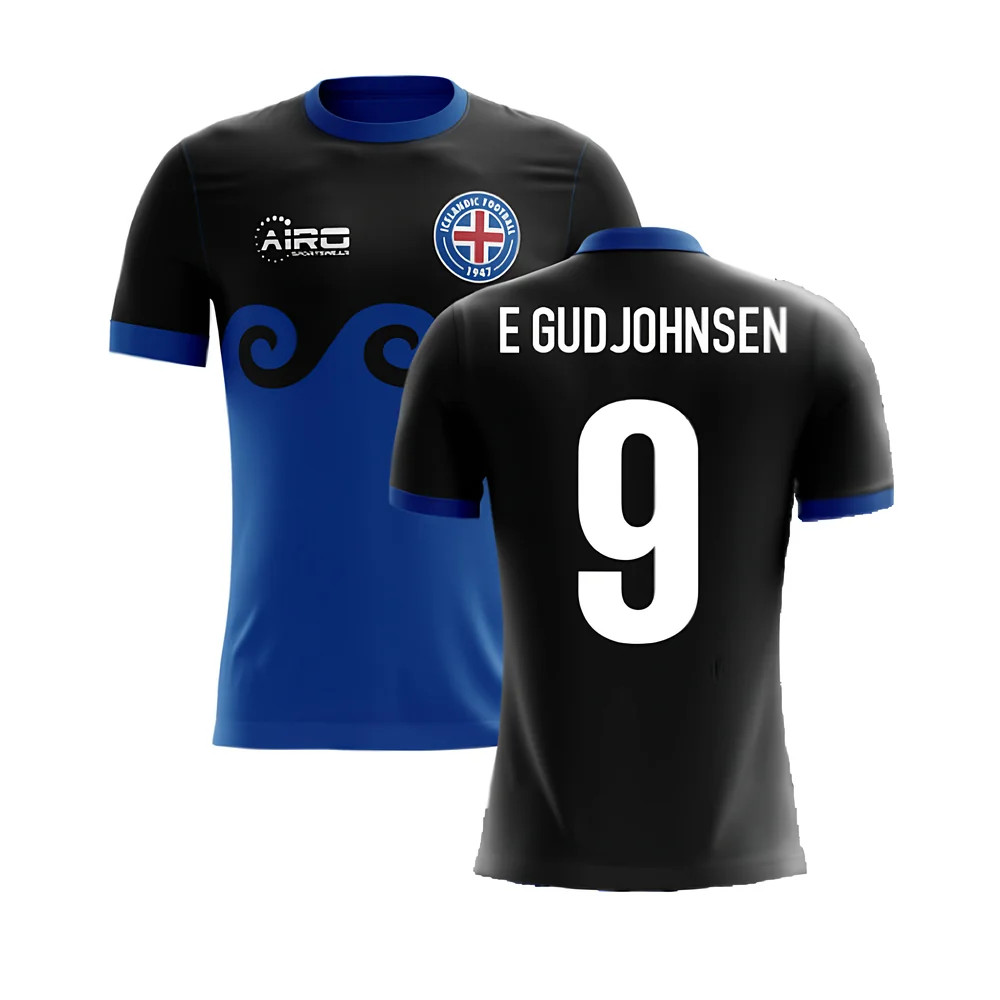 '25-'26 Iceland Airo Concept Third Shirt (E Gudjohnsen 9) Polyester Made By: Airo Sportswear Men's Black 5XL
